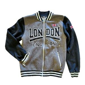 NOS London England Varsity Jacket Black & Gray Size M